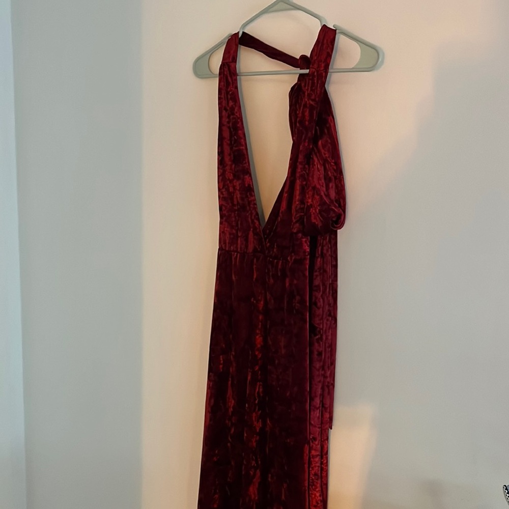 Lulus Wine Red Backless Velvet Gown